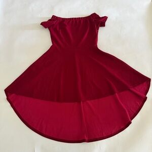 Elegant Burgundy Hi Low Off Shoulder Dress